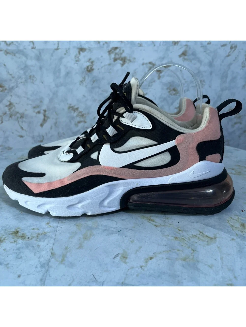 Nike Air Max 270 React Womens Size 9.5 Shoes White Pink Athletic Trainer Sneaker